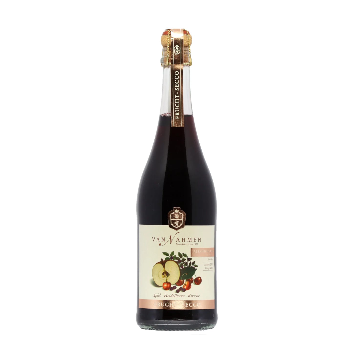 Fruchtsecco Apfel - Heidelbeer - Kirsche vegan van Nahmen Alkoholfrei - Deutschland -